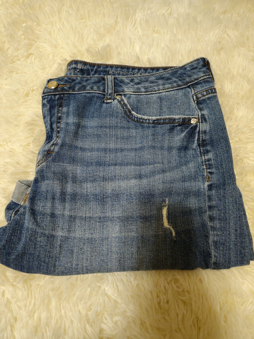 Jennifer Lopez Light Blue Denim Boyfriend Shorts
